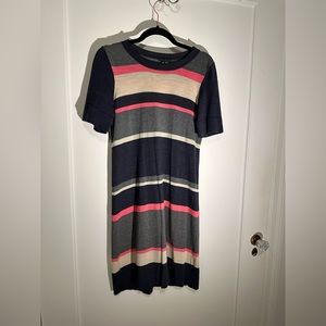 Theory lightweight wool knit dress - pink/blue stripes - Size M